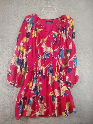 Lauren Ralph Lauren Dress Size 8P Womens Floral Crinkle Georgette - Image 1 of 4