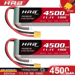 2Stück 11,1V 3S XT60 4500mAh Lipo Akku für RC Hubschrauber Quad Muti Auto LKW - Bild 1 von 7