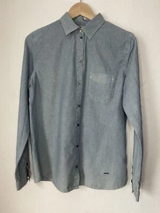 Diesel Mens Shirt Medium Blue Chambray Denim Cowboy Western Jean Button Up - Picture 1 of 12