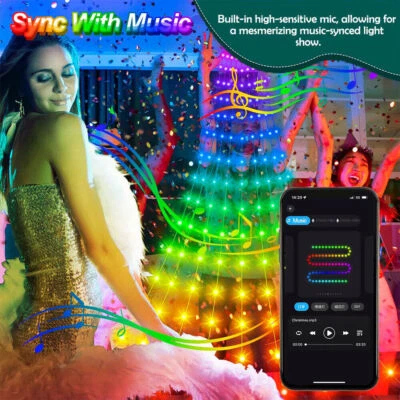 Christmas Tree Waterfall String Lights 160LED Color Changing fr Home Party Decor - Image 1 of 4