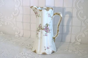 THEODORE HAVILAND LIMOGES FRANCE SCHLEIGER 144 Pink Roses Chocolate Pot Pitcher - Picture 1 of 10