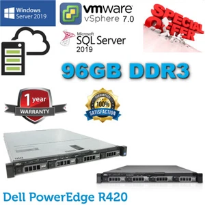 DELL Poweredge R420 2x E5-2470v2 2.40Ghz 20-CORE 96GB DDR3 12TB SAS 7.2K H710 UK - Picture 1 of 9