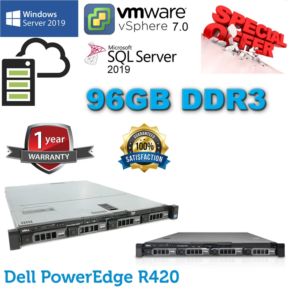 DELL Poweredge R420 2x E5-2470v2 2.40Ghz 20-CORE 96GB DDR3 12TB SAS 7.2K H710 UK - Image 1 of 4