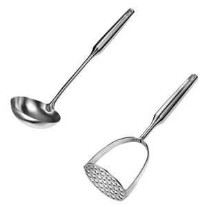 Soup Ladle and Potato Masher Set, Stainless Steel with Ergonomic Round Handle... - Bild 1 von 1