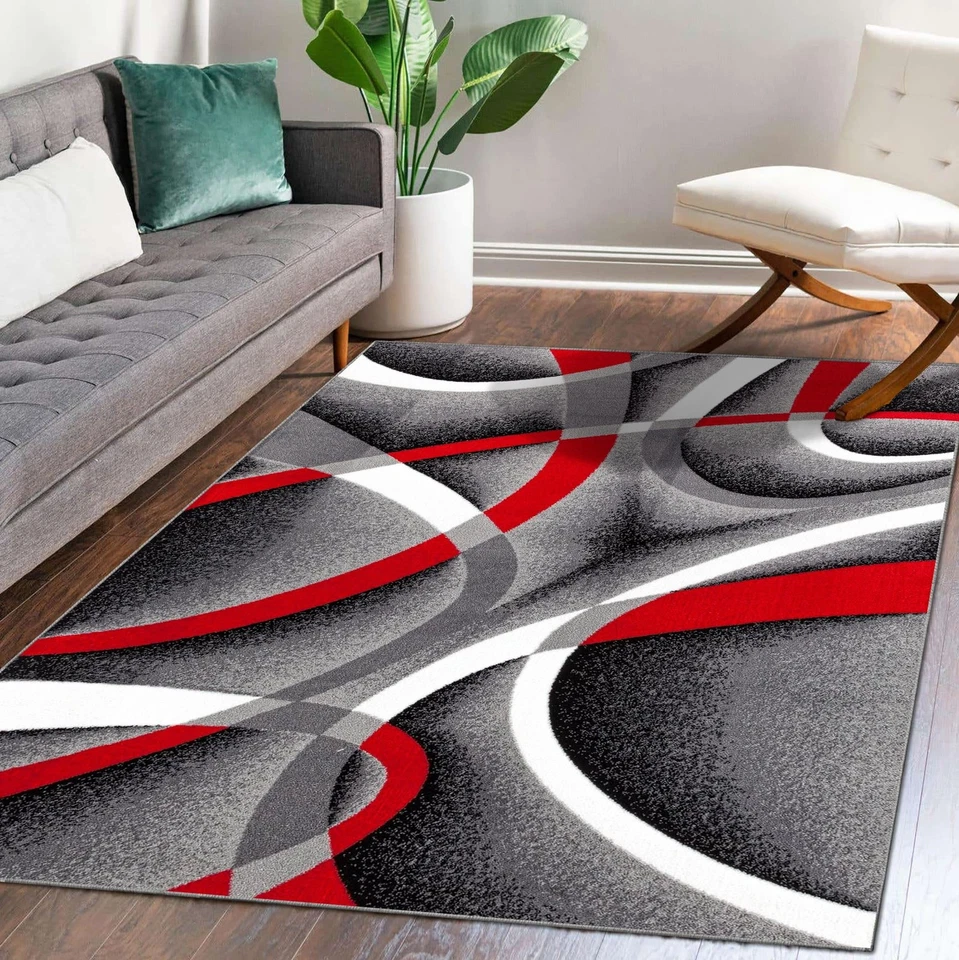 2305 Gray 5x7 Abstract Area Rug, 5 x 7 ft - Image 1 of 4