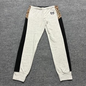 Victoria's Secret PINK Womens Sweatpants Size M Gray Leopard Trim Colorblock
