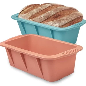 2 PCS Silicone Bread Loaf Pan Rectangular Non-Stick Baking Mold Pans for Oven - Picture 1 of 7