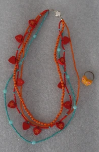Girls HABA necklace butterfly ring wooden hearts colorful layered jewelry - Picture 1 of 2