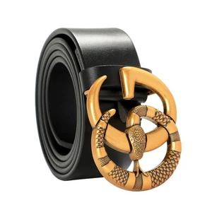 Cinturón Gucci Cuero Negro Doble G Hebilla Serpiente US 30 IT 75 - Imagen 1 de 3