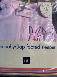 Baby Gap Footed Sleeper Pajamas Pjs Easter Bunny Pink 6-12 M Infant Zip Up - Picture 1 of 3