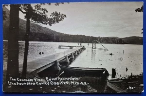 Ossipee, NH. Concrete Pier, Camp Merrovista - 1928 Photo Postcard, RPPC - Picture 1 of 2