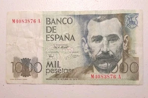 1979 Spain 1,000 Pesetas Note; Pick 158 * FINE* Benito Perez Galdos - Picture 1 of 2