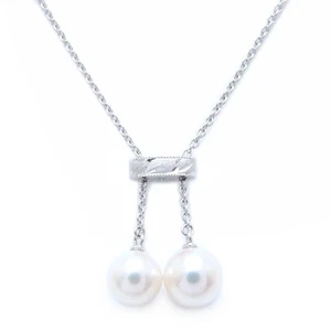 MIKIMOTO 18K White Gold Necklace Pearl 6.7mm 7.2mm /294028 - Picture 1 of 9