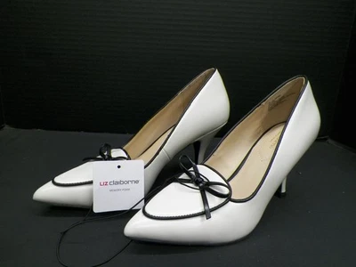 Tacones de salón Liz Claiborne para mujer de cuero crema punta gatito talla 7 Foto 1 de 4