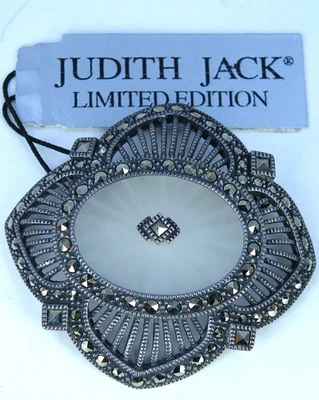 Broche vintage de plata esterlina Judith Jack vidrio alcanfor marcasita Art Deco LE Foto 1 de 4
