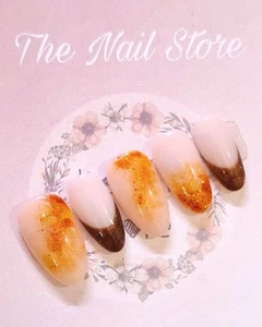 Autumn Sparkly French Tip Gel Press On Nails - Bild 1 von 4