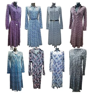 Vestito Donna Vintage Classico Jersey Autunno Inverno Misto Lana Fantasia 70's - Picture 1 of 97
