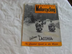 AMERICAN MOTORCYCLING MAGAZINE MAY 1952 INDIAN, HARLEY K ADS RACING LACONIA - Foto 1 di 5
