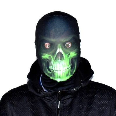 GREEN GRIM REAPER SCARY HALLOWEEN NOVELTY FABRIC FACE MASK FS083 - Image 1 of 4