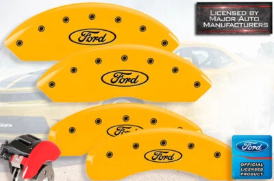 Cubiertas de pinza de disco de freno MGP 1997-2004 "Ford" F150 F-150 delanteras + traseras amarillas 4p Foto 1 de 4