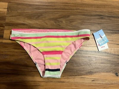 Roxy Juniors Mid Waist Bikini Bottom, Stripe Soul, Multicolor Stripe, Small - Image 1 of 4