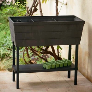 Raised Garden Bed with Self-Watering and Drainage System Kit Black Durable Resin - Picture 1 of 11