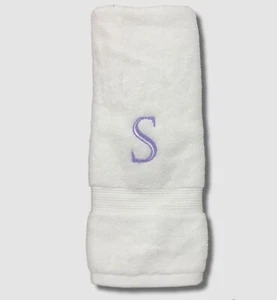 $34 Kassatex White Monogrammed S Bathroom Hand Towel 16" x 30" - Picture 1 of 3