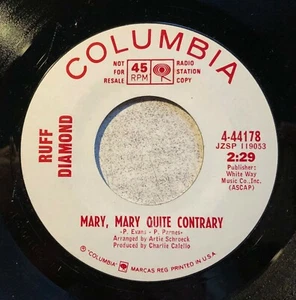1967 Ruff Diamond “Mary, Mary” WLP Date 45 • Bobby Diamond - Picture 1 of 2