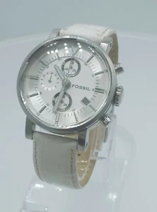 Fossil F2 ES1794 ladies chronograph watch white strap ES-1794 analog 5 ATM - Picture 1 of 12