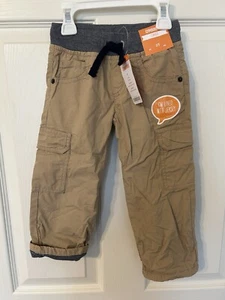 NWT Gymboree Toddler Boys Tan Khaki Jersey-Lined Cargo Pants sz 2T - Picture 1 of 6