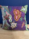 Pier 1 Silk Embroidered Sequin Indian Floral Throw Pillow 16