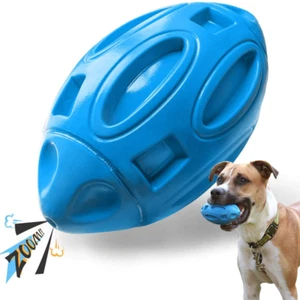 Dog Chew Toy Rubber Squeaky Rugby Ball For Medium Large Breed Tough Fetch Play - Picture 1 of 15