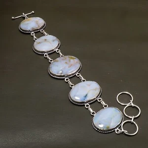 Moss Agate Oval Shape Gemstone Handmade Engagement Jewelry Bracelet 7-8" SR 1281 - Picture 1 of 7