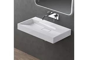 Waschbecken mit Ablaufgarnitur Mineralguss Aufsatzwaschbecken, Hängewaschbecken4 - Bild 1 von 2