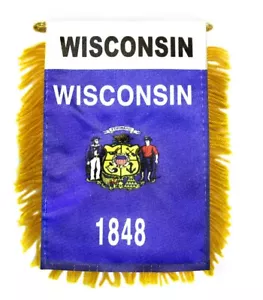 Wisconsin State Mini Banners - Perfect for Rearview Mirrors & Room Decor - Picture 1 of 4