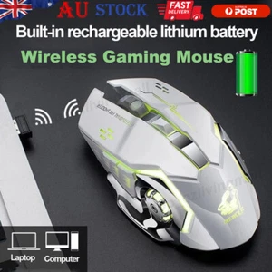 Wireless Gaming Mouse Silent LED Backlit USB Optical Ergonomic Gaming Mouses AUS - Picture 1 of 16
