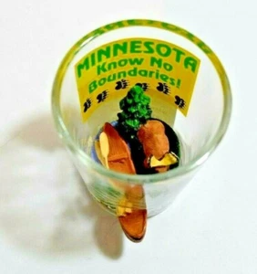Minnesota Shot Glass Travel Souvenir  Really Cool Canoe & Moose inside  - Picture 1 of 3