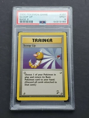 Pokemon PSA 9 SCOOP UP 107/130 - BASE SET 2 RARE NON HOLO TRAINER - MINT  - Image 1 of 2