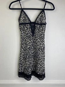 VICTORIA'S SECRET Black And White Leopard The Lacie Babydoll Nightie Slip Sz M - Picture 1 of 6