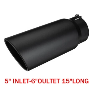 5'' Inl/ 6'' Out 15'' Long Diesel Tail Throat Exhaust Tip Steel Exhaust Muffler - Bild 1 von 7
