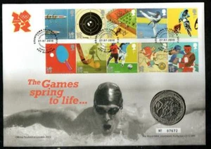 GB 2011 CUENTA REGRESIVA PARA LOS JUEGOS OLÍMPICOS primavera a la vida + cubierta de moneda £5 - Imagen 1 de 2