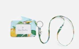 Neu mit Etikett Vera Bradley Ausweisetui mit Reißverschluss & Schlüsselband Baumwolle: Frostblumen, Blumenausbruch, Wandbild - Bild 1 von 16