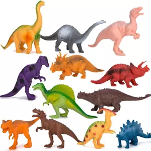 Kids Dinosaur Figures Toys, 7 Inch 12 Pack Jumbo Plastic Dinosaur Playset - Picture 1 of 7