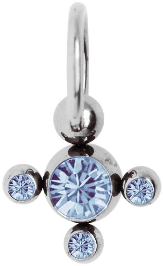 Titan Piercing Intimo Verticale Anello Bcr 1,2mm, 4/8mm Sfera Croce E 3 Zirconi - Immagine 1 di 2