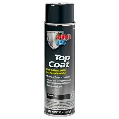 POR-15 45818 Top Coat Gloss Black 15 oz Spray Aerosol - Image 1 of 2