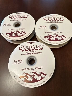 VELTEX Ribbon Christmas Dark Green Burgundy Velvet 1.5” X 75 Yards New Old Stock - Image 1 of 4