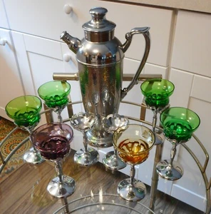 Vintage Morgantown Cocktail Glassware with Chromium Stems & Shaker - Picture 1 of 12