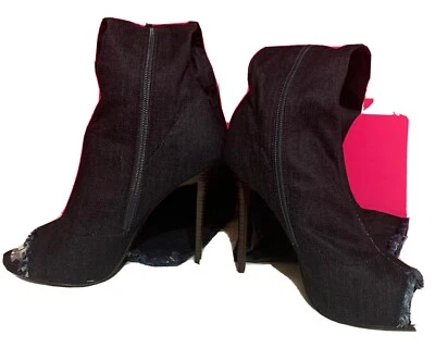 Bota Mazara Tacón Punta Abierta Talla 9 Denim Oscuro Foto 1 de 4