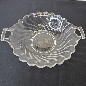 ANTIKE FOSTORIA SCHALE 2 GRIFFE COLONY SWIRL DESIGN SERVIERSTÜCK 8,5" - Bild 1 von 11