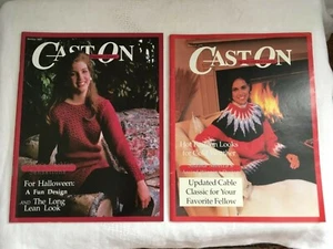 1993 Lot of 2 CAST ON Magazine for Knitters Cables Flowers Halloween Buttonholes - Picture 1 of 3